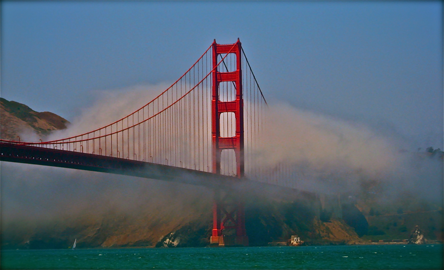 golden gate bridge fog. Golden Gate Bridge Day Fog,